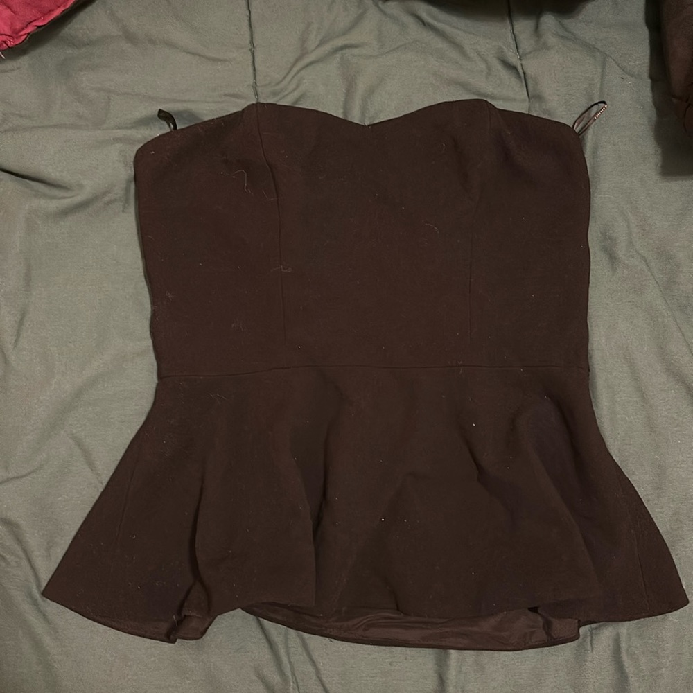 Black peplum strapless top